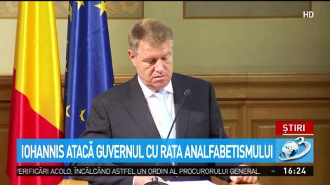 Iohannis atacă Guvernul cu rata analfabetismului