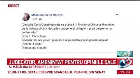 Judecător, ameninţat pentru opiniile sale