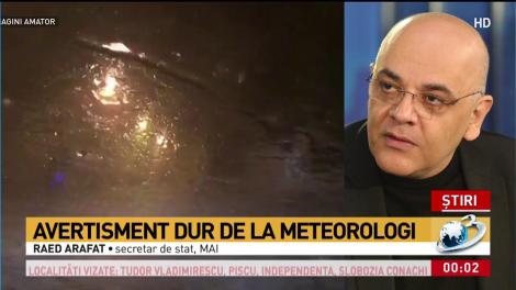 Raed Arafat, despre codul roșu emis vineri seara de meteorologi