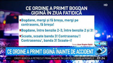Ce ordine a primit Gigină &icirc;nainte de accident