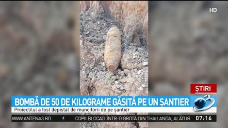 Bombă de 50 de kilograme găsită pe un şantier din Capitală