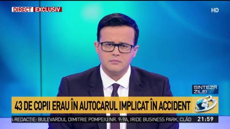 Un autocar cu 43 de copii și șapte adulți, implicat &icirc;ntr-un accident rutier. A fost activat Planul Roșu de intervenție