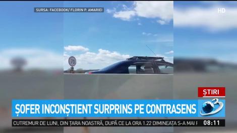 Şofer inconştient surprins pe contrasens