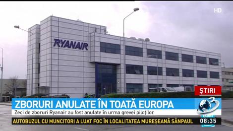 Zeci de zboruri Ryanair au fost anulate &icirc;n urma grevei piloţilor