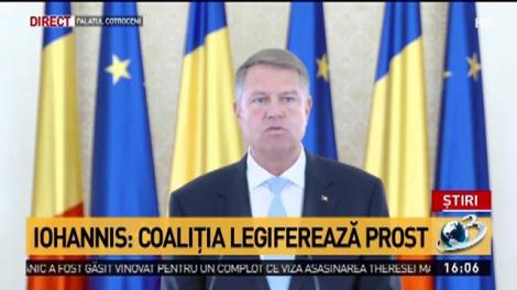 Klaus Iohannis, declarații despre legile Justiției: &rdquo;Nu trebuie să devenim un exemplu negativ, făc&acirc;nd legi pentru ca anumiți conducători sa scape de dosare&rdquo;