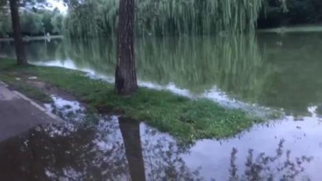 Inundații în Parcul IOR din Capitală! Lacul a ieșit din matcă, în urma precipitațiilor abundente