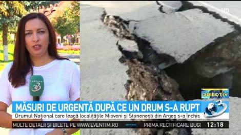 Un drum naţional din Argeş, rupt de o alunecare de teren