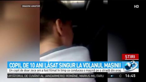 Scene incredibile surprinse pe un drum din T&acirc;rgoviște. Un copil de zece ani, filmat &icirc;n timp ce conducea mașina