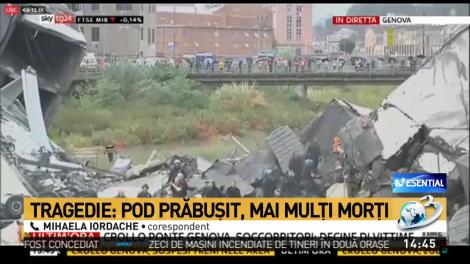 Tragedie în Italia, în apropiere de Genova. Un pod s-a prăbuşit pe autostradă