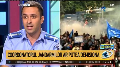 Coordonatorul jandarmilor, anunț despre demisie după protestul de pe 10 august