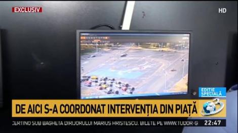 Imagini din centrul de comandă. De aici s-a coordonat intervenția din Piața Victoriei