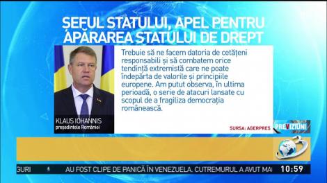 Klaus Iohannis, un nou apel la statul de drept: Generația actuală să apere democrația. Să combatem orice tendință extremistă