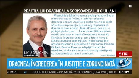 Liviu Dragnea, despre scrisoarea trimisă de Rudolph Giuliani