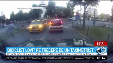 Biciclist lovit de un taximetrist pe o trecere din pietoni din Capitală