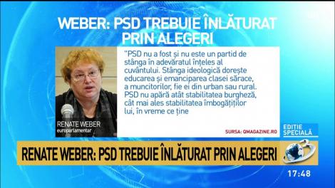 Renate Weber: PSD trebuie înlăturat prin alegeri