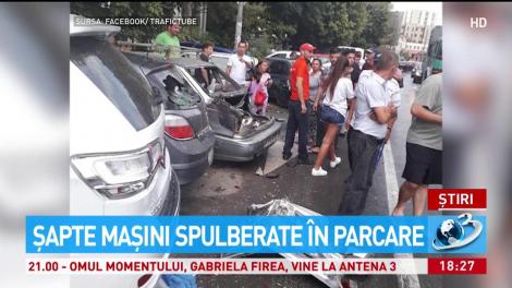 Şapte maşini spulberate &icirc;ntr-o parcare din Bucureşti
