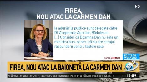 Gabriela Firea, nou atac la adresa ministrului Carmen Dan:  Nu este un ministru bun, pentru că nu are curajul răspunderii pentru faptele sale