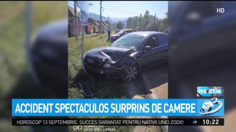 Accident spectaculos pe un drum judeţean din Sibiu