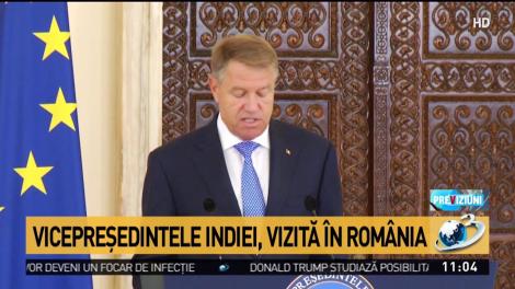 Klaus Iohannis despre vizita vicepreşedintelui Indiei &icirc;n Rom&acirc;nia