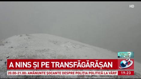 A nins şi pe Transfăgărăşan. La B&acirc;lea Lac este viscol