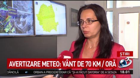 Avertizare meteo: V&acirc;nt de 70 km/h