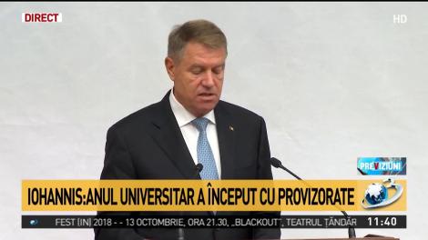 Klaus Iohannis, noi critici la adresa Guvernului: ”Chiar dacă la Centenar am început anul universitar cu provizorate, atât la Ministerul Educaţiei, cât şi la Ministerul Cercetării”