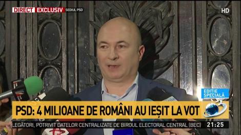 Codrin Ștefănescu: Patru milioane de rom&acirc;ni au ieșit să voteze. E haioasă opoziția asta cu domnul Orban și cu domnul Barna