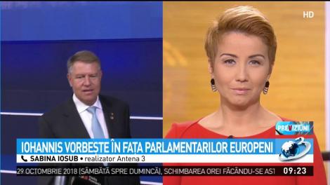 Klaus Iohannis vorbește &icirc;n fața parlamentarilor europeni