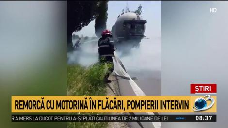 O remorcă cu motorină a luat foc &icirc;n Vrancea