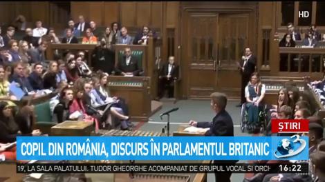 Un copil din România a ținut un discurs în Parlamentul Britanic. A ridicat audiența în picioare și a mulțumit în limba română - VIDEO
