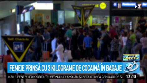 Femeie prinsă cu 3 kilorame de cocaină în bagaje