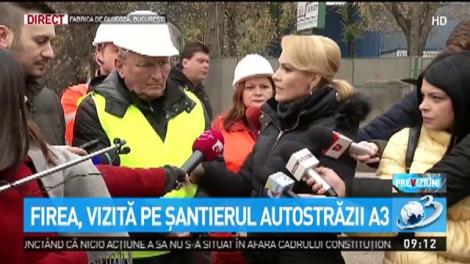 Imagini cu Gabriela Firea pe şantierul autostrăzii A3