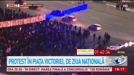 Protest &icirc;n Piaţa Victoriei, de Ziua Naţională