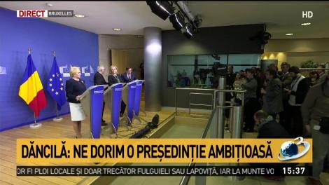 Imagini în direct de la Bruxelles cu Viorica Dăncilă, Jean Paul Junker şi Corina Creţu