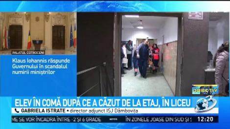 Informaţii noi despre elevul care a căzut de la etajul liceului