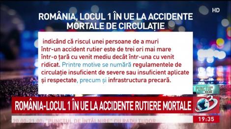 Rom&acirc;nia, pe primul loc &icirc;n UE la accidente mortale de circulație