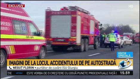 Accident grav pe A1, aproape de Capitală. Mai multe ambulanțe și echipaje de poliție au intervenit de urgență