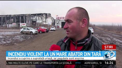 Incendiu violnet la cel mai mare abator din ţară