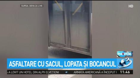 Asfaltare cu sacul, lopata şi bocancul