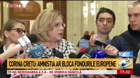 Corina Crețu: Amnistia ar bloca fondurile europene