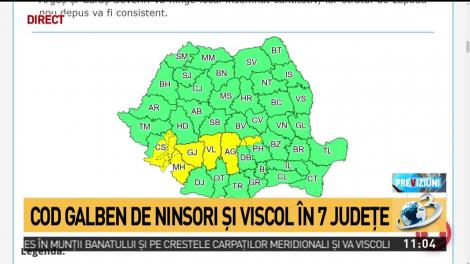 Cod galben de ninsori şi viscol &icirc;n 7 judeţe