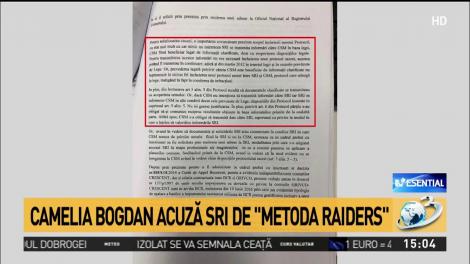 Camelia Bogdan acuză SRI de &rdquo;metoda Raiders&rdquo;