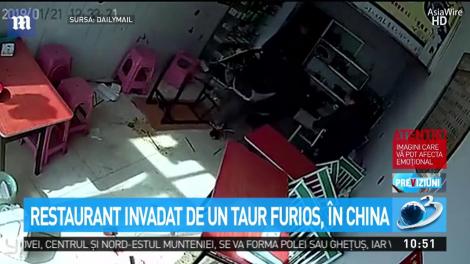 Un taur furios a făcut ravagii într-un restaurant din China