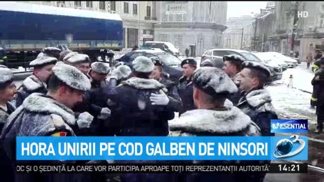 Hora Unirii pe cod galben de ninsori