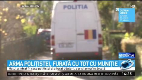 Arma poliţistei, furată cu tot cu muniţie