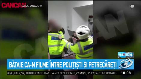 Bătaie ca-n filme între poliţişti şi petrecăreţi