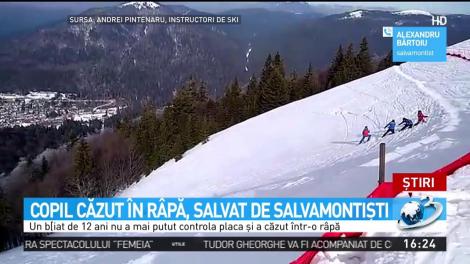 Operațiune de salvare de succes la Azuga. Un copil de 12 ani a ajuns &icirc;ntr-o r&acirc;pă ad&acirc;ncă după ce a pierdut controlul snowboardului