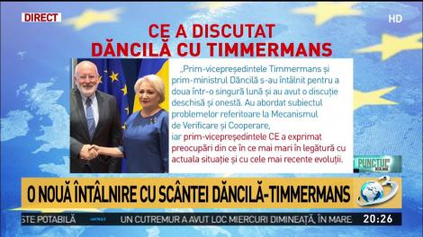 Prim-ministrul Viorica Dăncilă și prim-vicepreședintele Timmermans s-au întânit a doua oară într-o singură lună