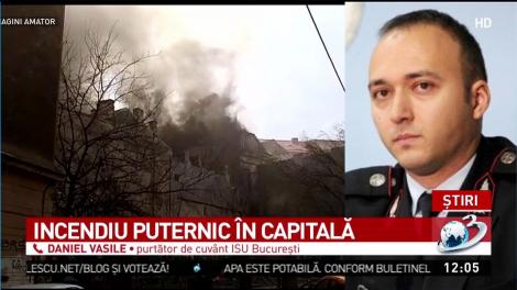 Incendiu puternic în centrul Capitalei! Un om  fost găsit mort! Circulația, complet blocată