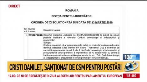 Cristi Dănileţ, sancţinat de CSM pentru postări